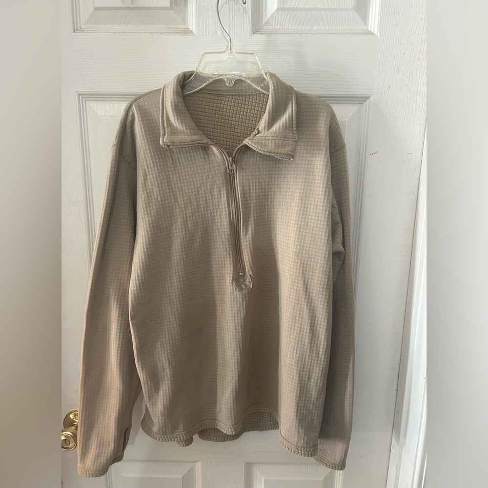 POLARTEC Fleece Desert Tan Quarter Zip Long Sleeve Collared Pullover Size Small - Picture 2 of 10